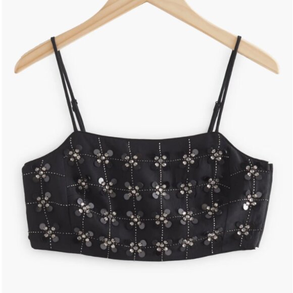 & Other Stories Embellished Crop Top 4 / Beaded Top, Sequin Top, Camisole - Picture 1 of 8